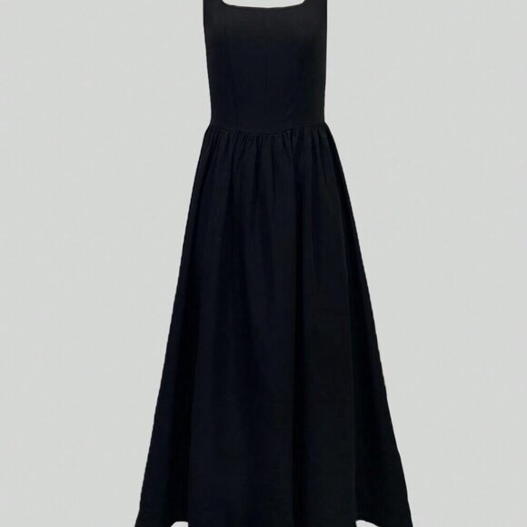 Black Elegant Women's Sleeveless V-Neck Ruffled Waist Fitted Mini Dress - Picture 4 of 4